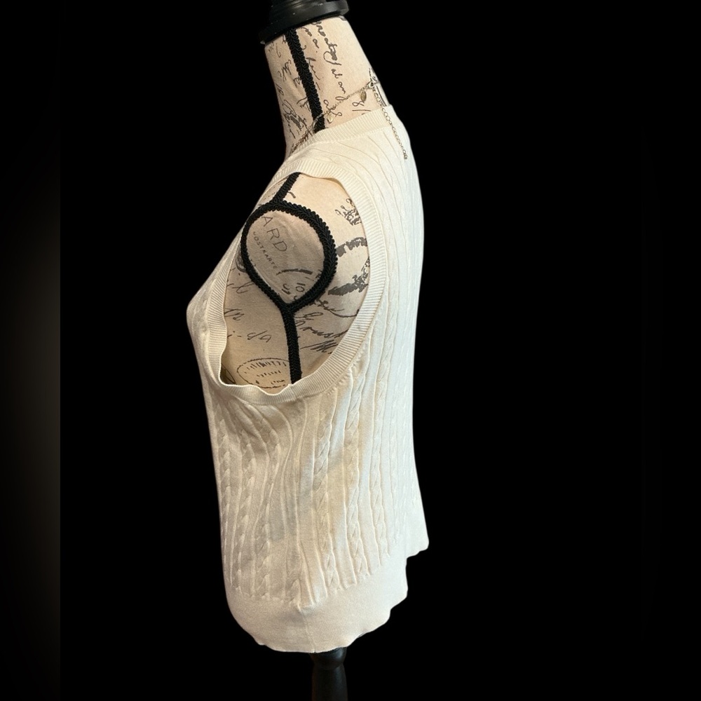 Marled Ivory Cable Knit Tank Top XL - Picture 2 of 6